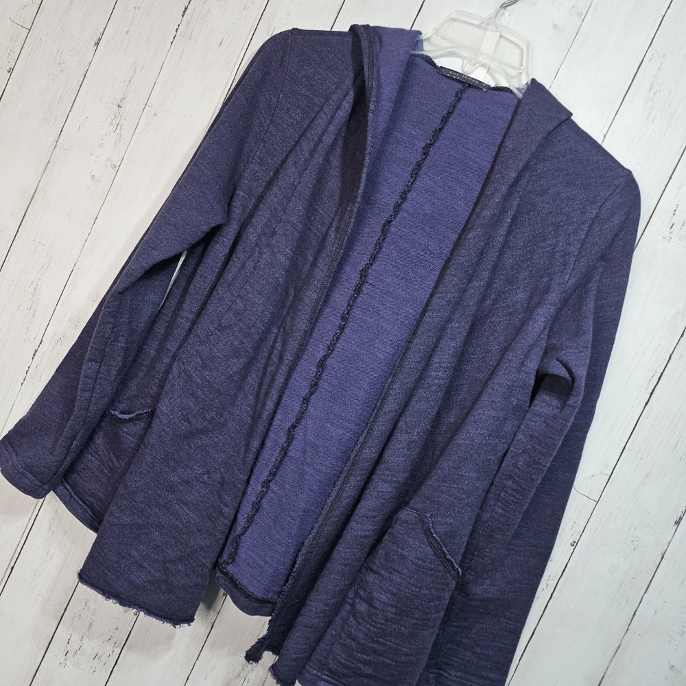 Cut Loose Women's Purple Heavyweight Hooded Knit Swing Coat Pockets Size Medium. - Picture 2 of 8